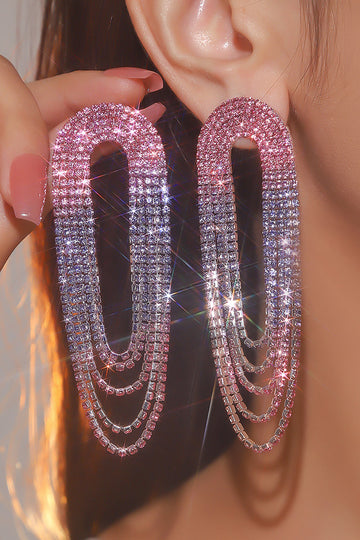 Pendientes grandes de borla de color degradado de moda